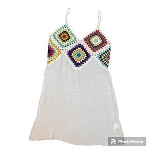 Multicolor Crochet Women Swim Coverup